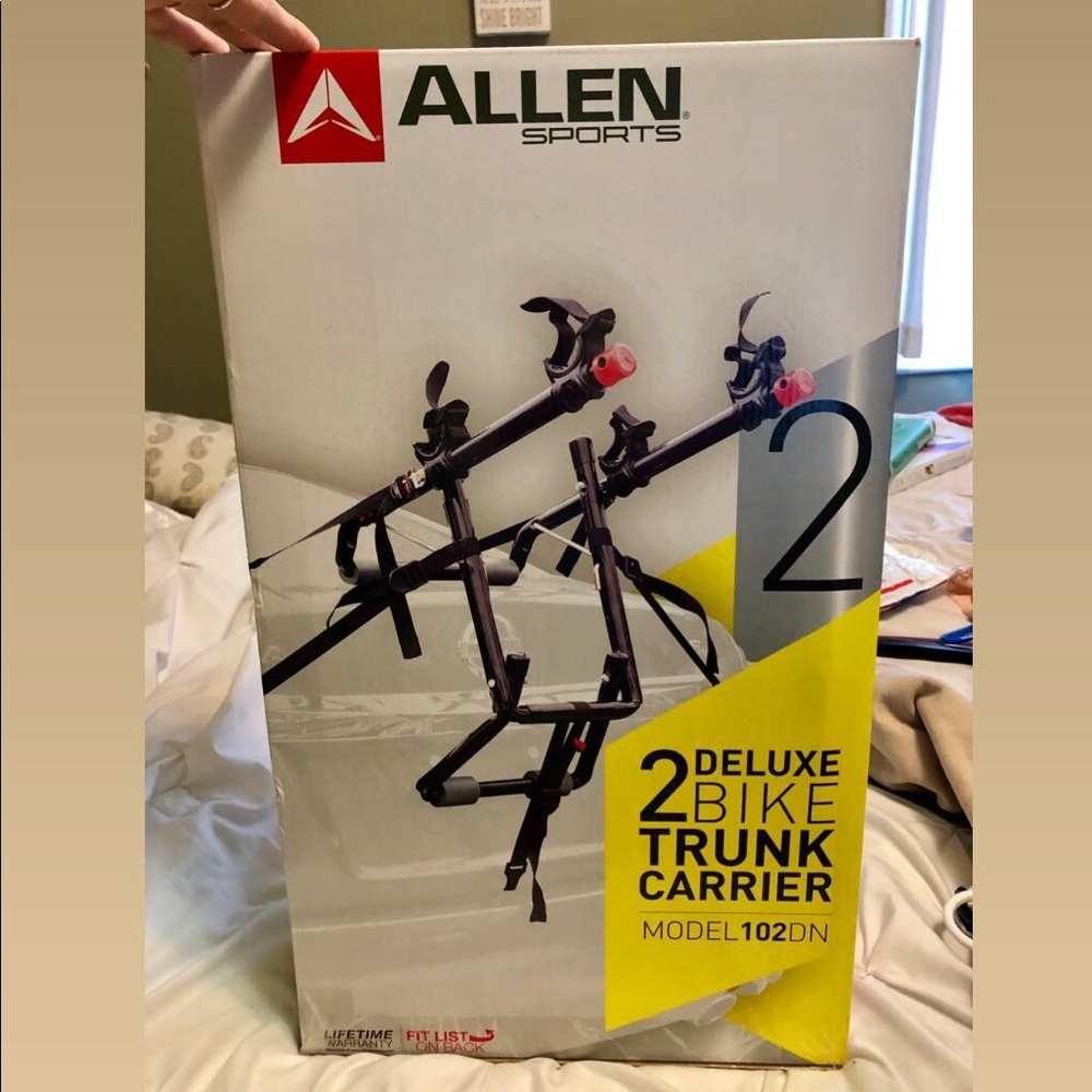 Dual trunk bike rack. NEW, NEVER OPENED